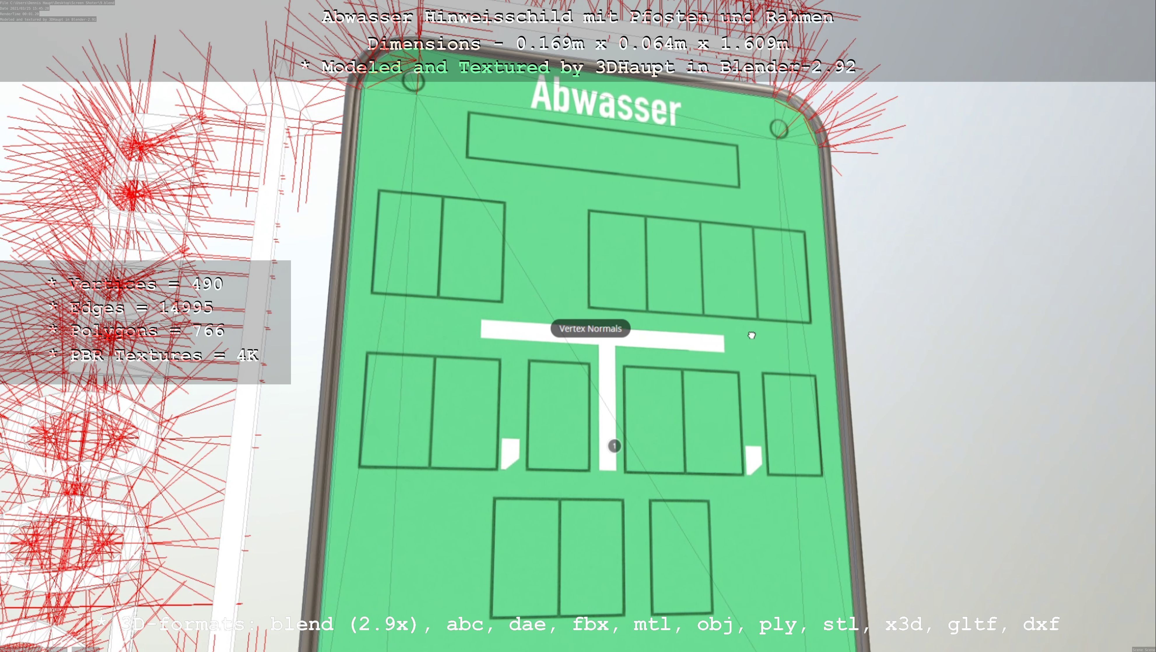 Alle Hinweisschilder mit Pfosten und Rahmen 3D Model Collection_73