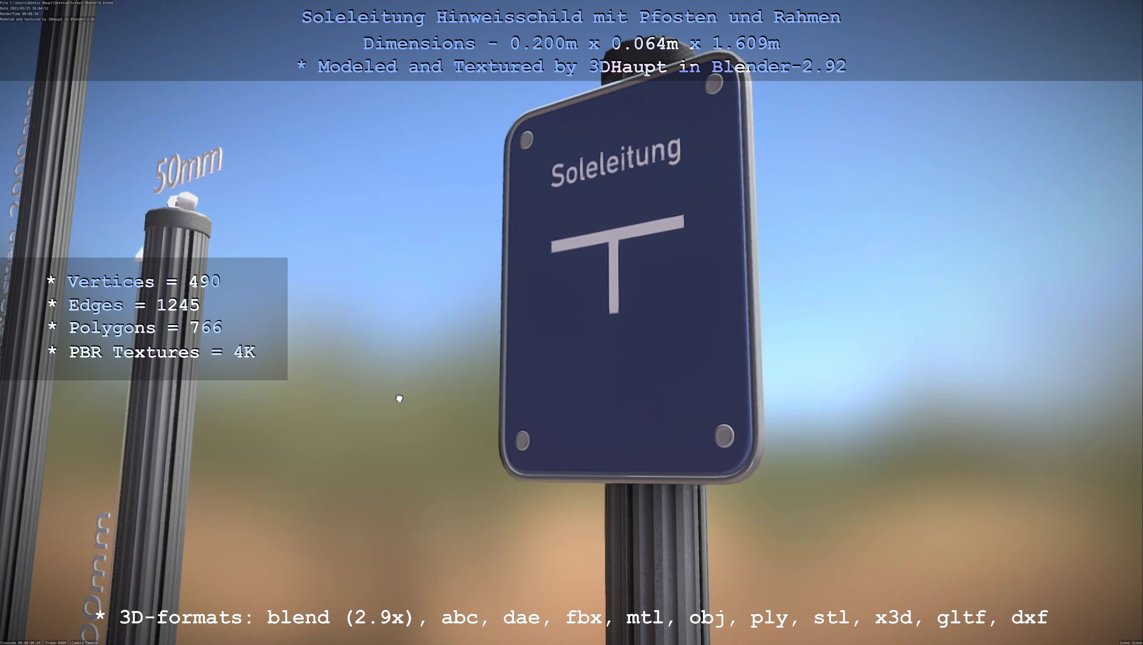 Alle Hinweisschilder mit Pfosten und Rahmen 3D Model Collection_36