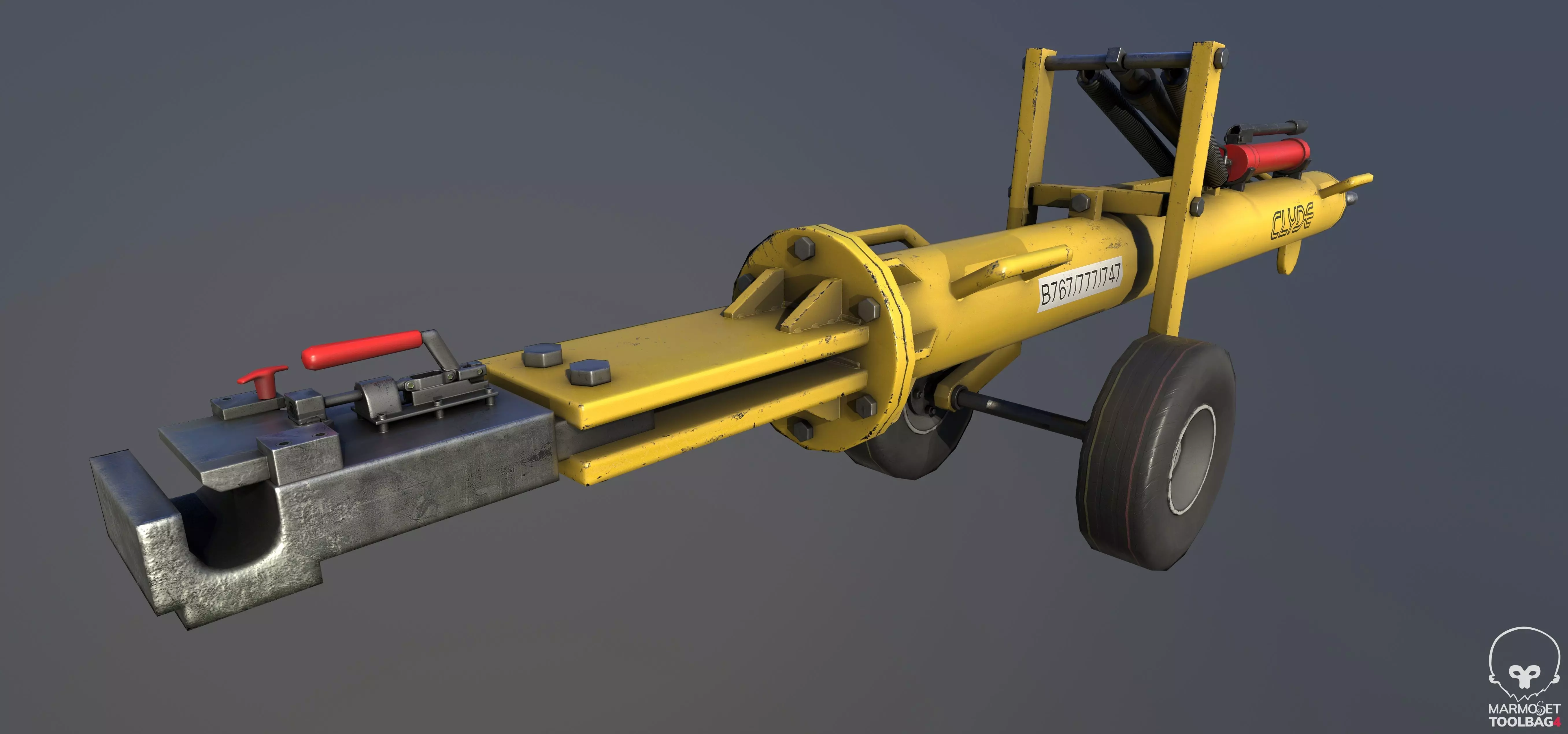 Airport pushback towbar Low-poly 3D model_0