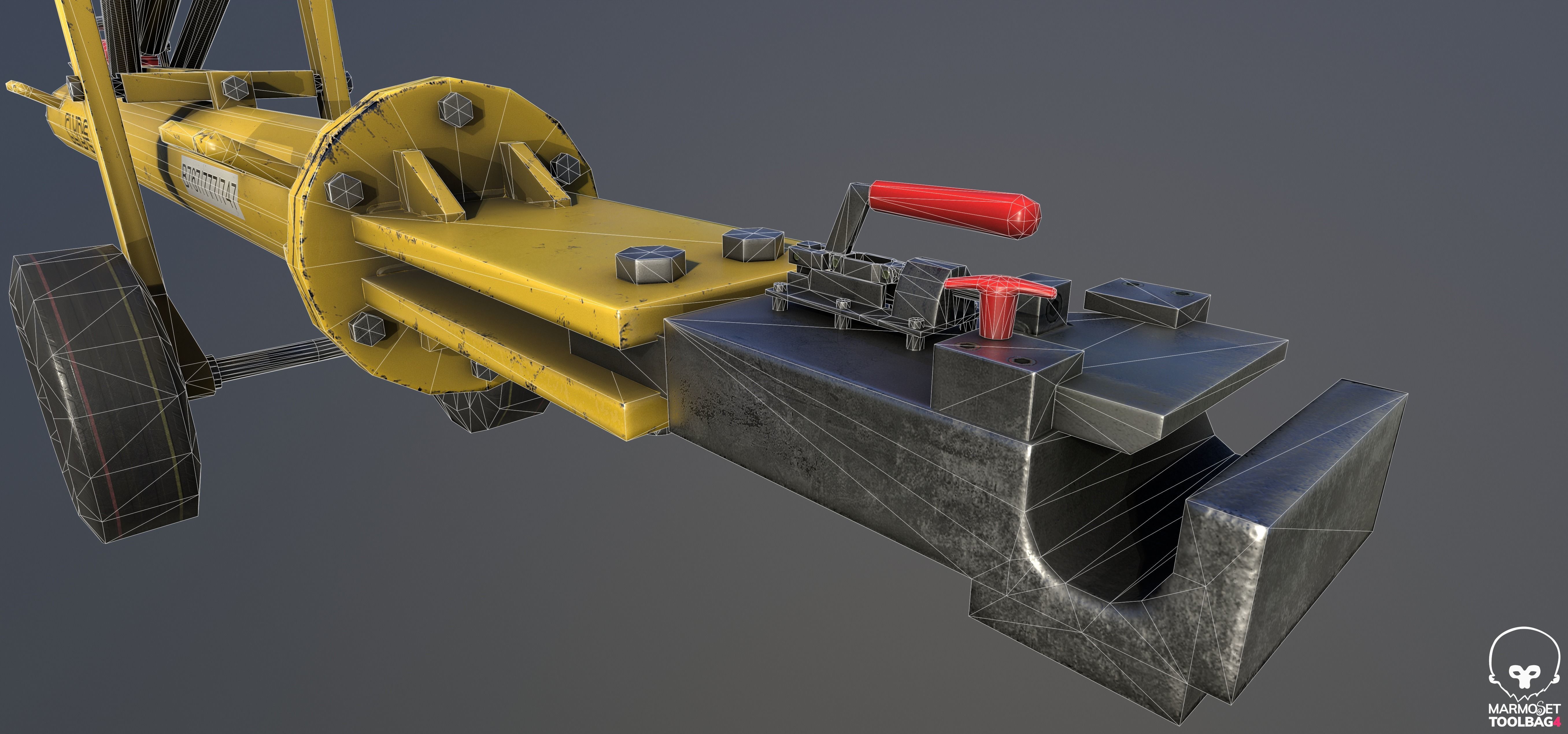 Airport pushback towbar Low-poly 3D model_3