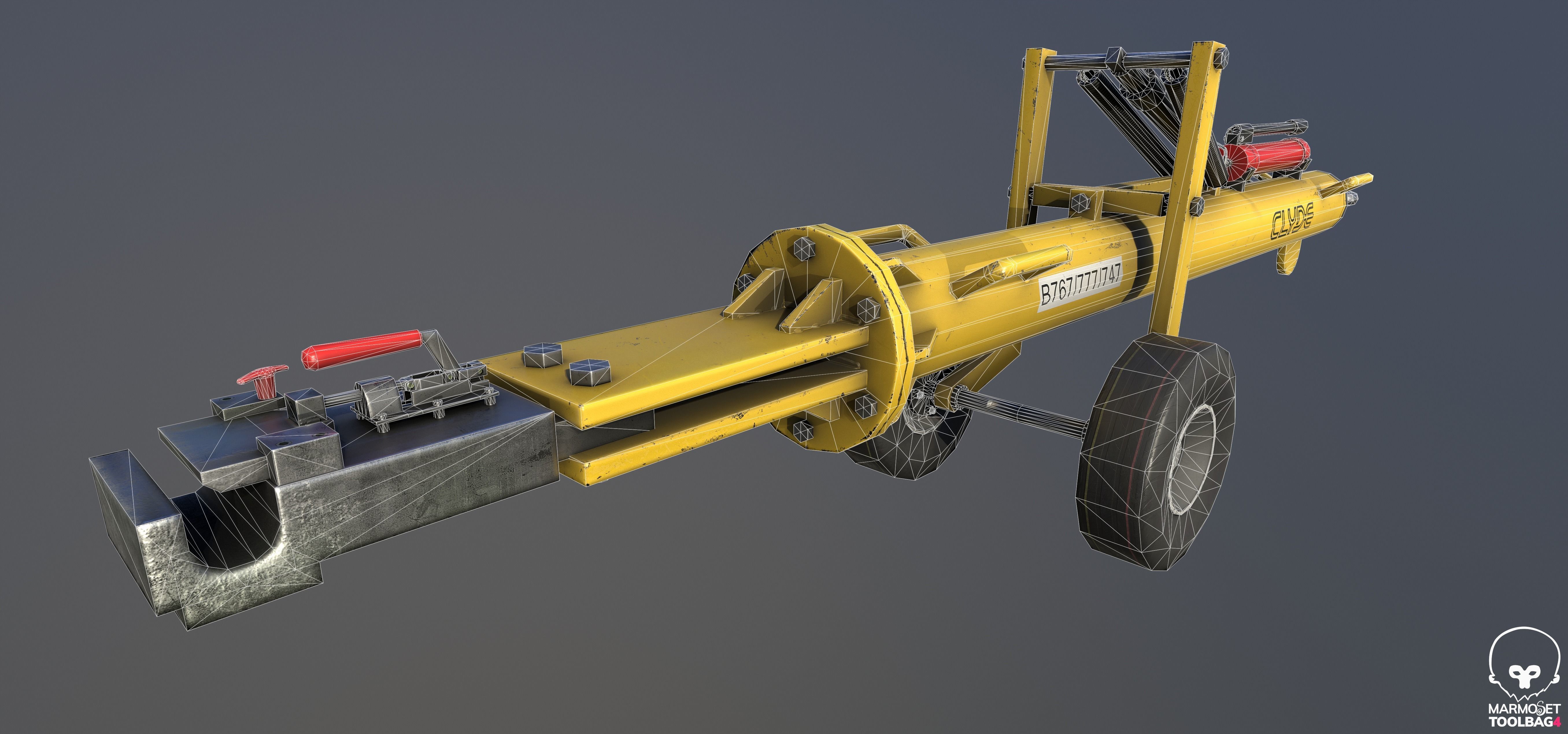Airport pushback towbar Low-poly 3D model_2