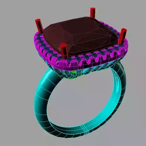 Ring with diamonds and cushion Anello cuscino Nc10