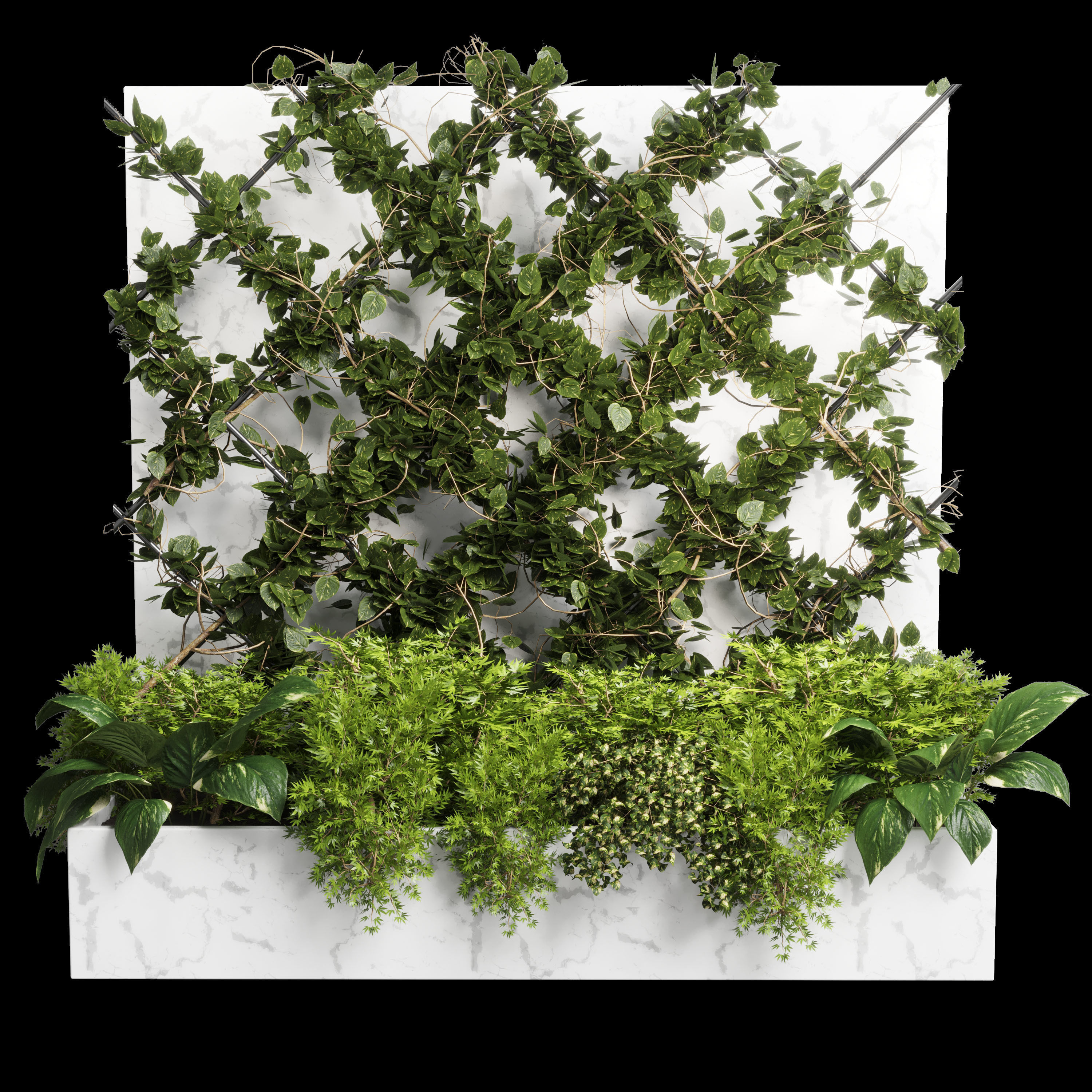 ivy parttion wall vertical garden set 02 Low-poly 3D model_2