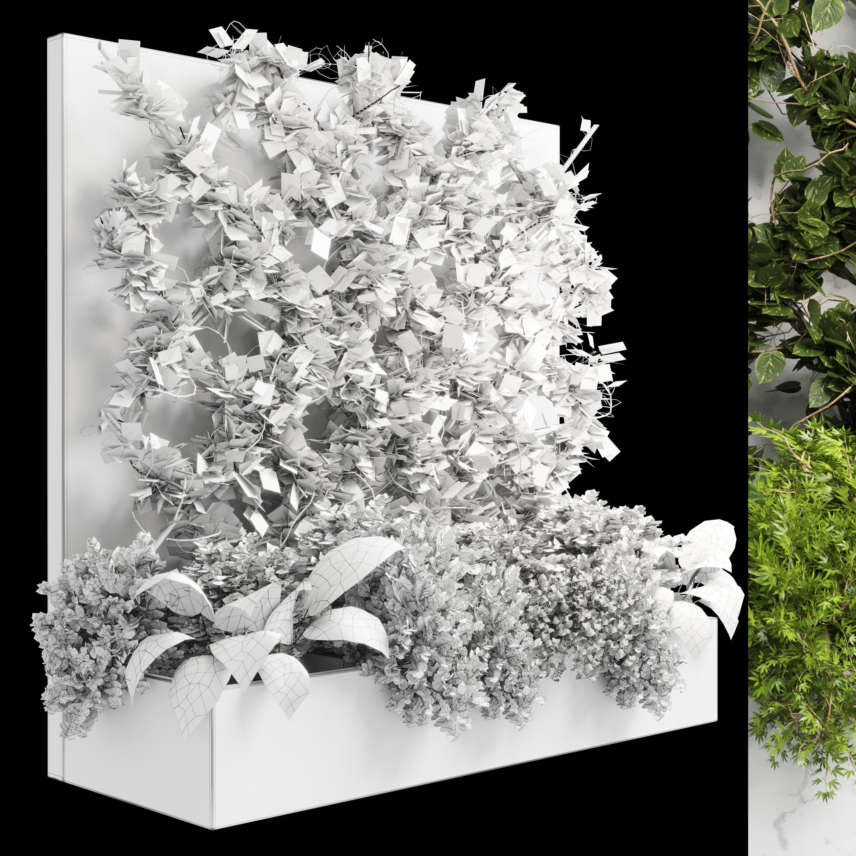 ivy parttion wall vertical garden set 02 Low-poly 3D model_3