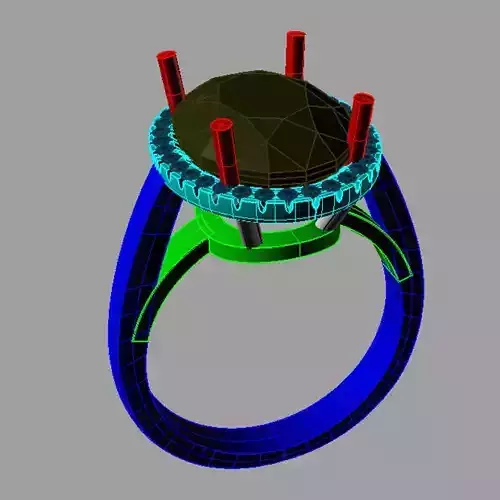 Ring with diamonds and oval Nc09 anello ovale