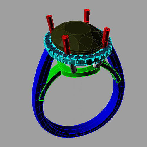 Ring with diamonds and oval Nc09 anello ovale 3D print model