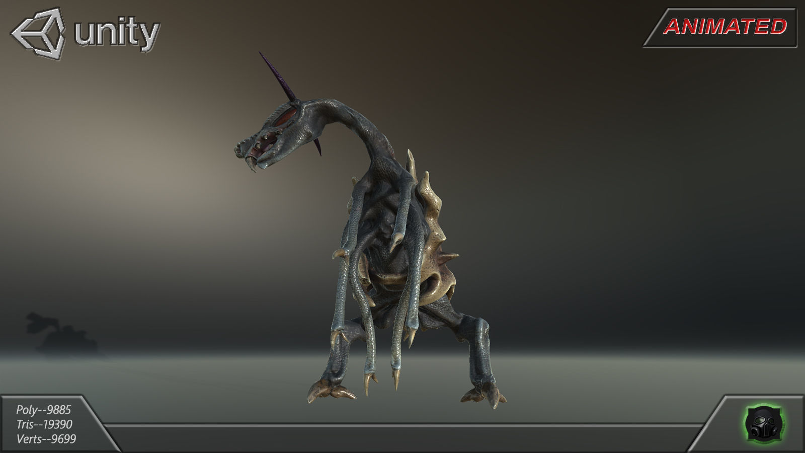 Alien Extraterrestrial Creature 02 - Draconid Low-poly 3D model_11