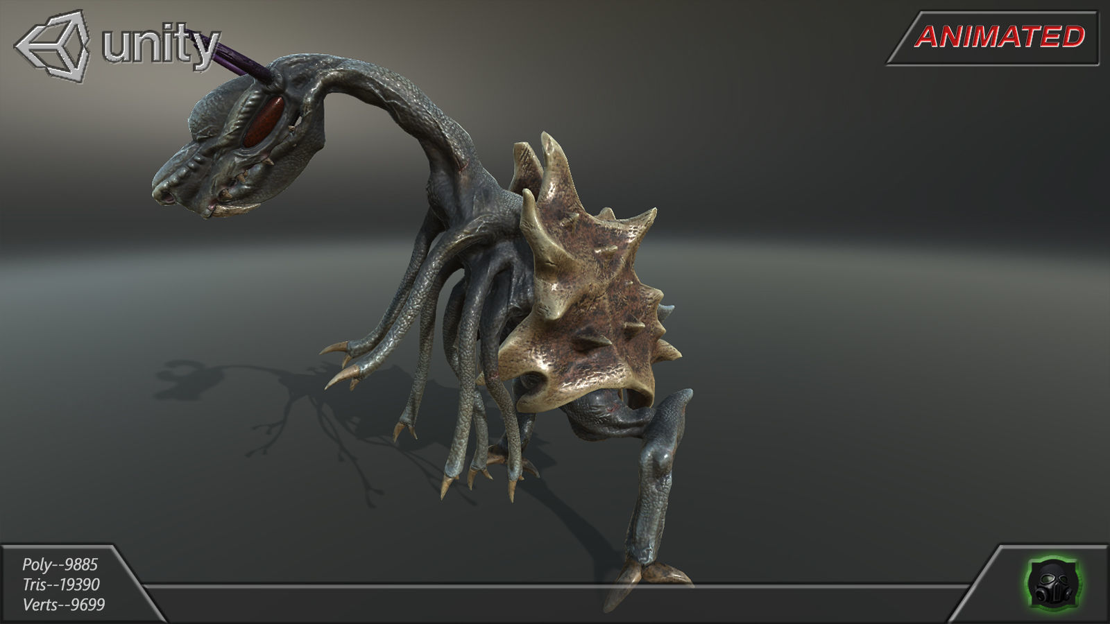 Alien Extraterrestrial Creature 02 - Draconid Low-poly 3D model_16