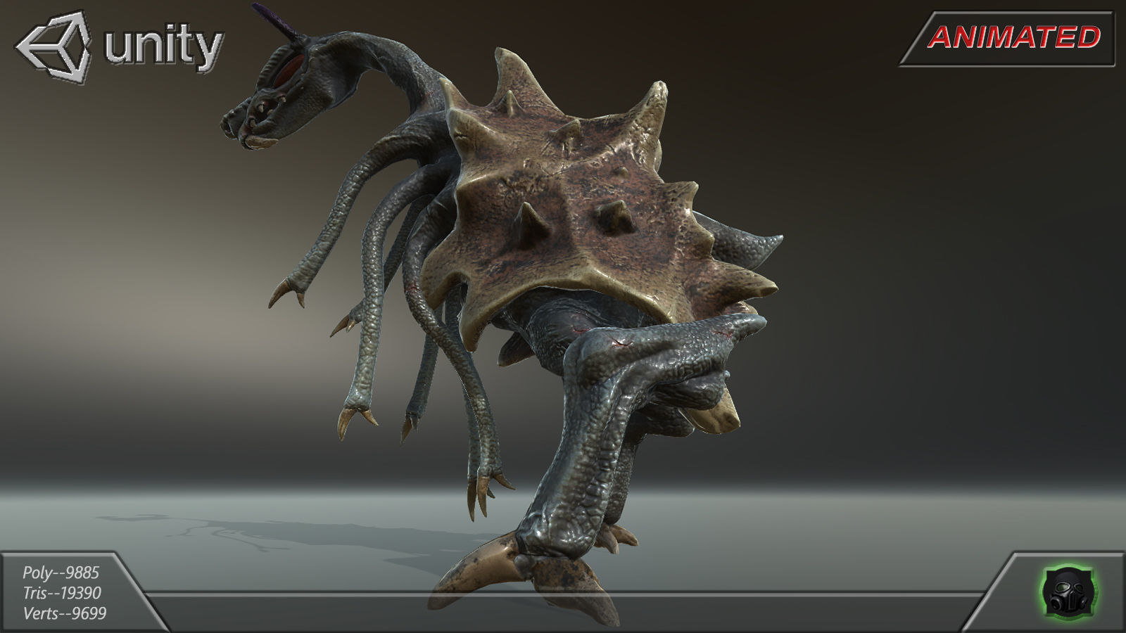 Alien Extraterrestrial Creature 02 - Draconid Low-poly 3D model_7