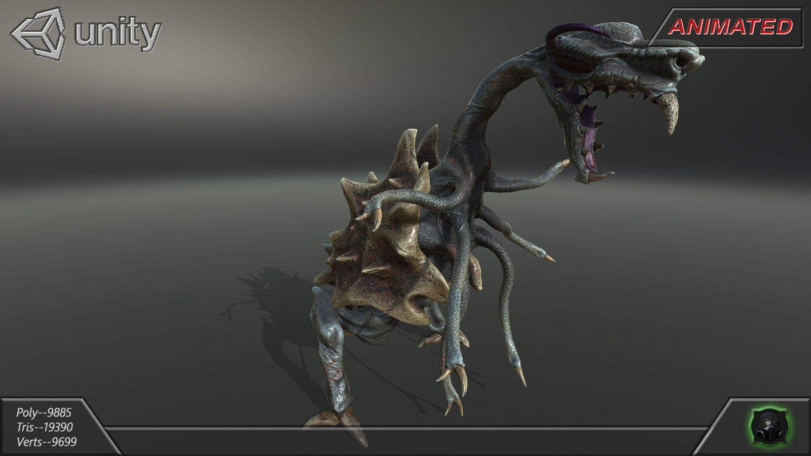 Alien Extraterrestrial Creature 02 - Draconid Low-poly 3D model_8