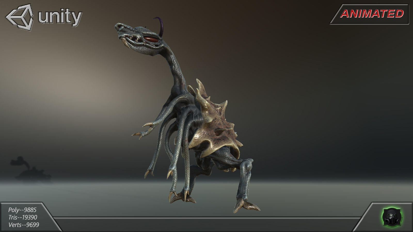 Alien Extraterrestrial Creature 02 - Draconid Low-poly 3D model_9