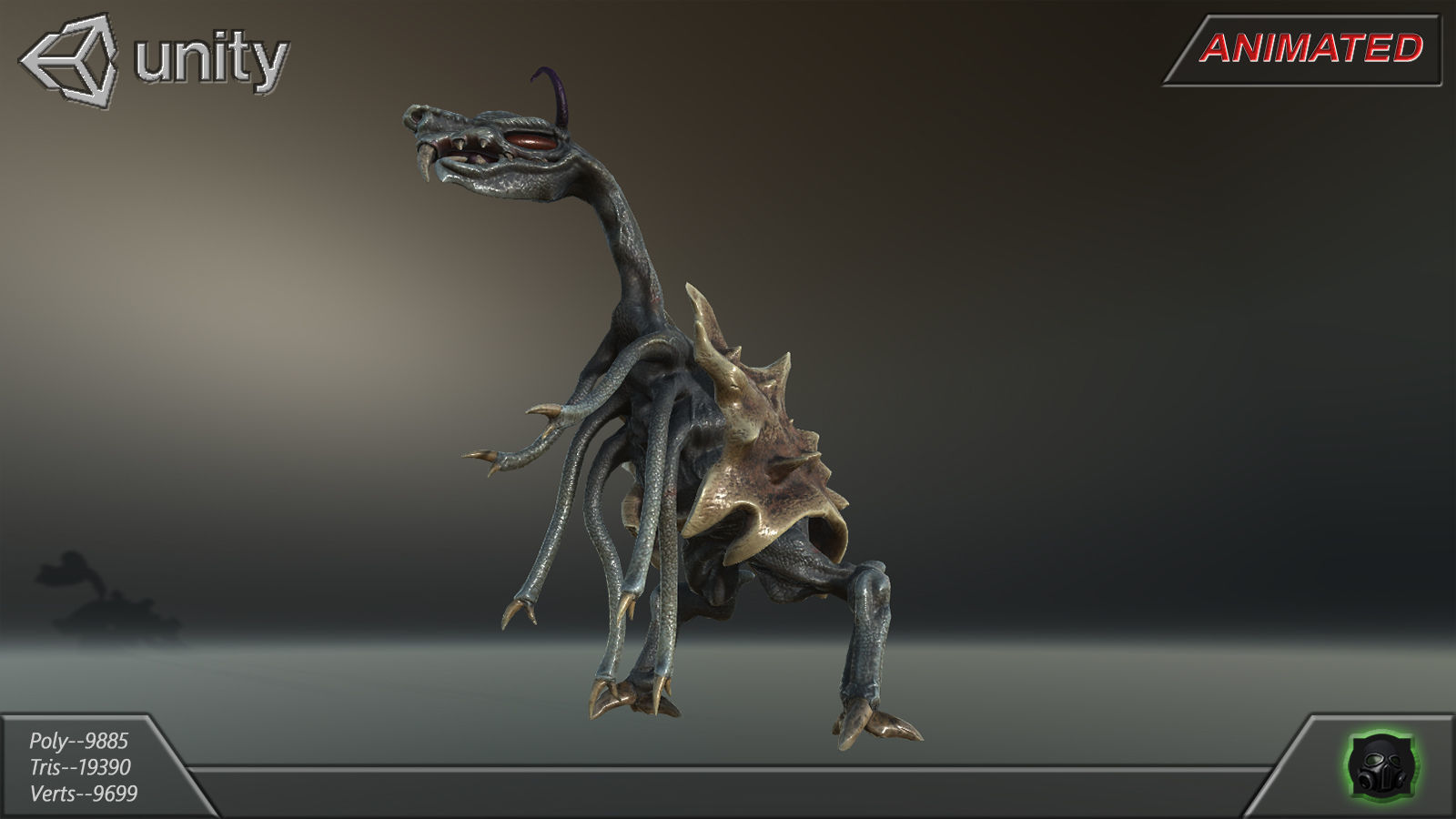 Alien Extraterrestrial Creature 02 - Draconid Low-poly 3D model_13