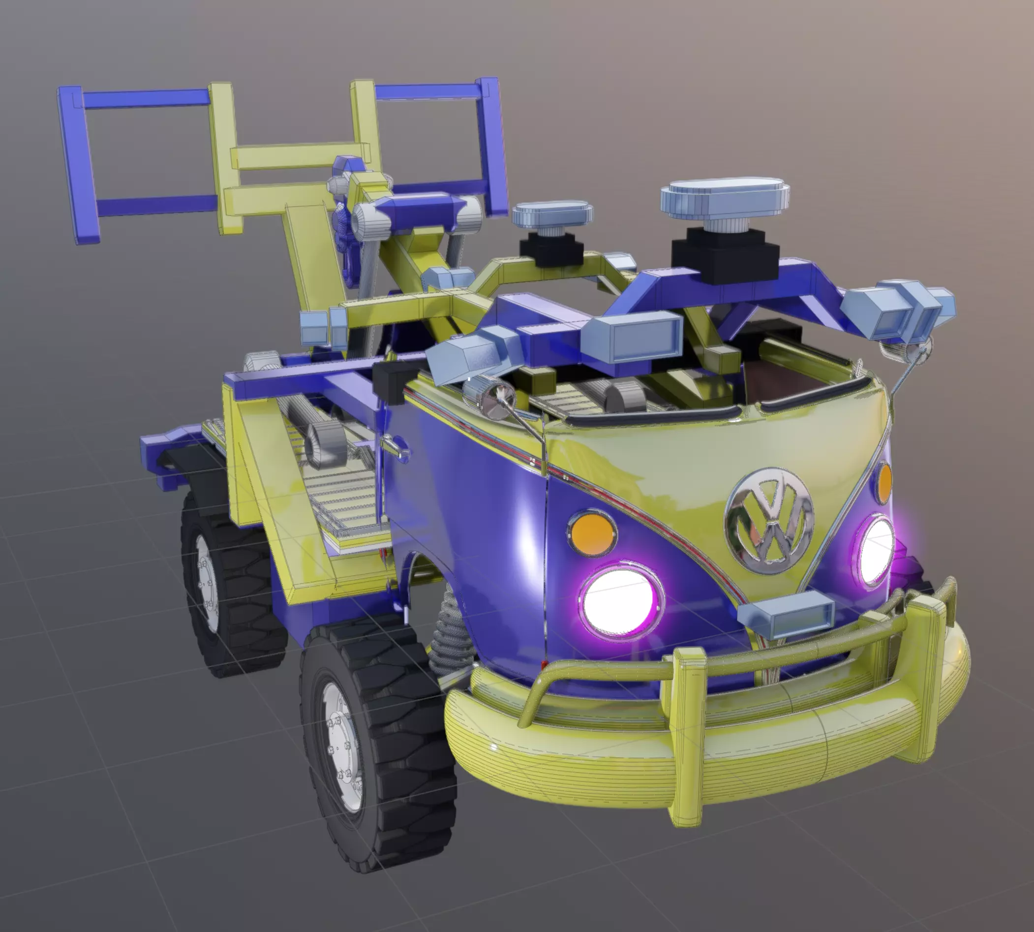 Kombi Transporter Wrecker Vehicle 3D model_0