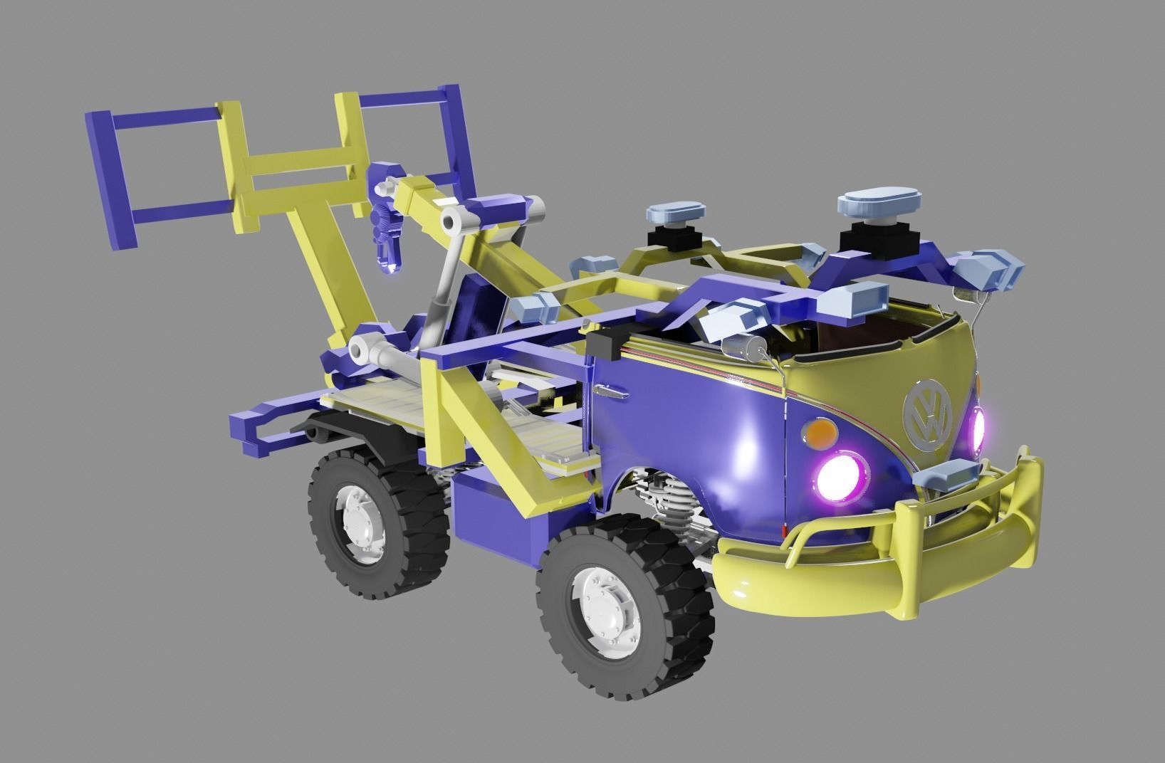 Kombi Transporter Wrecker Vehicle 3D model_9