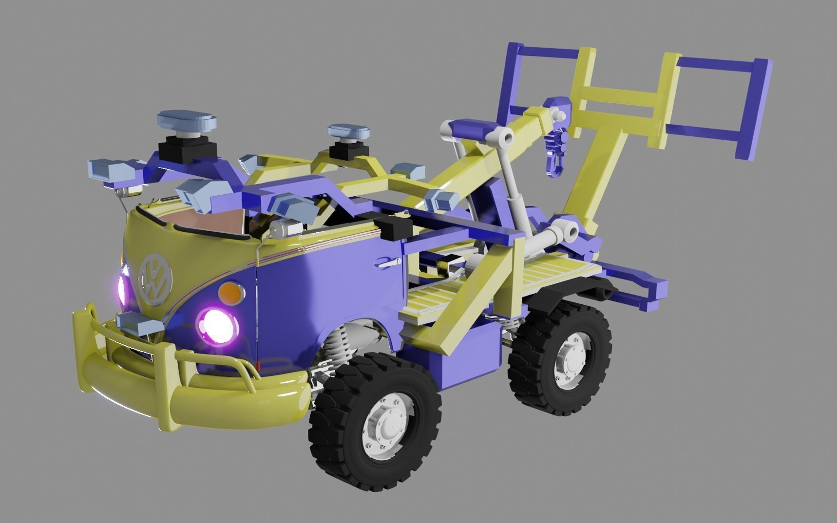 Kombi Transporter Wrecker Vehicle 3D model_10