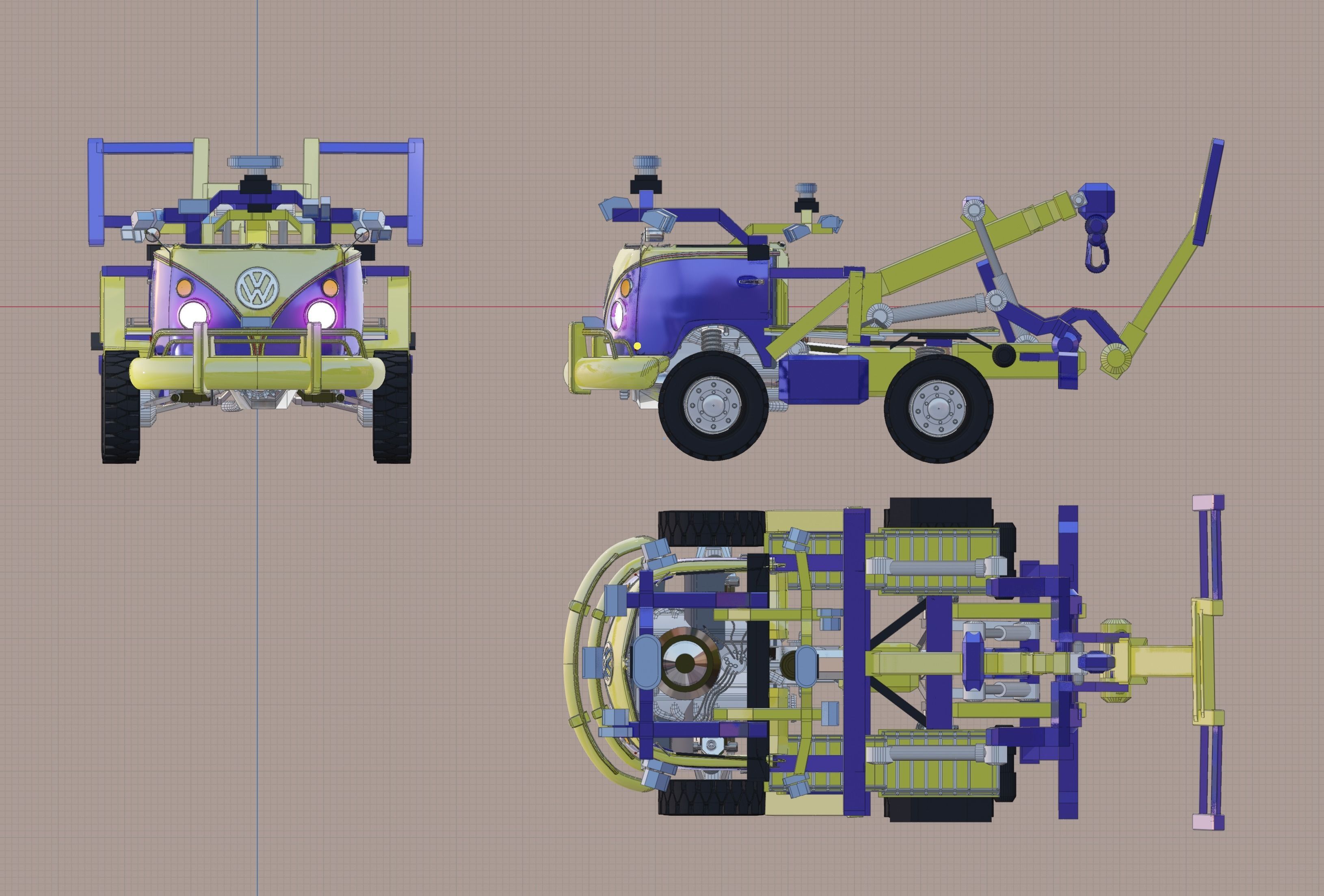 Kombi Transporter Wrecker Vehicle 3D model_5