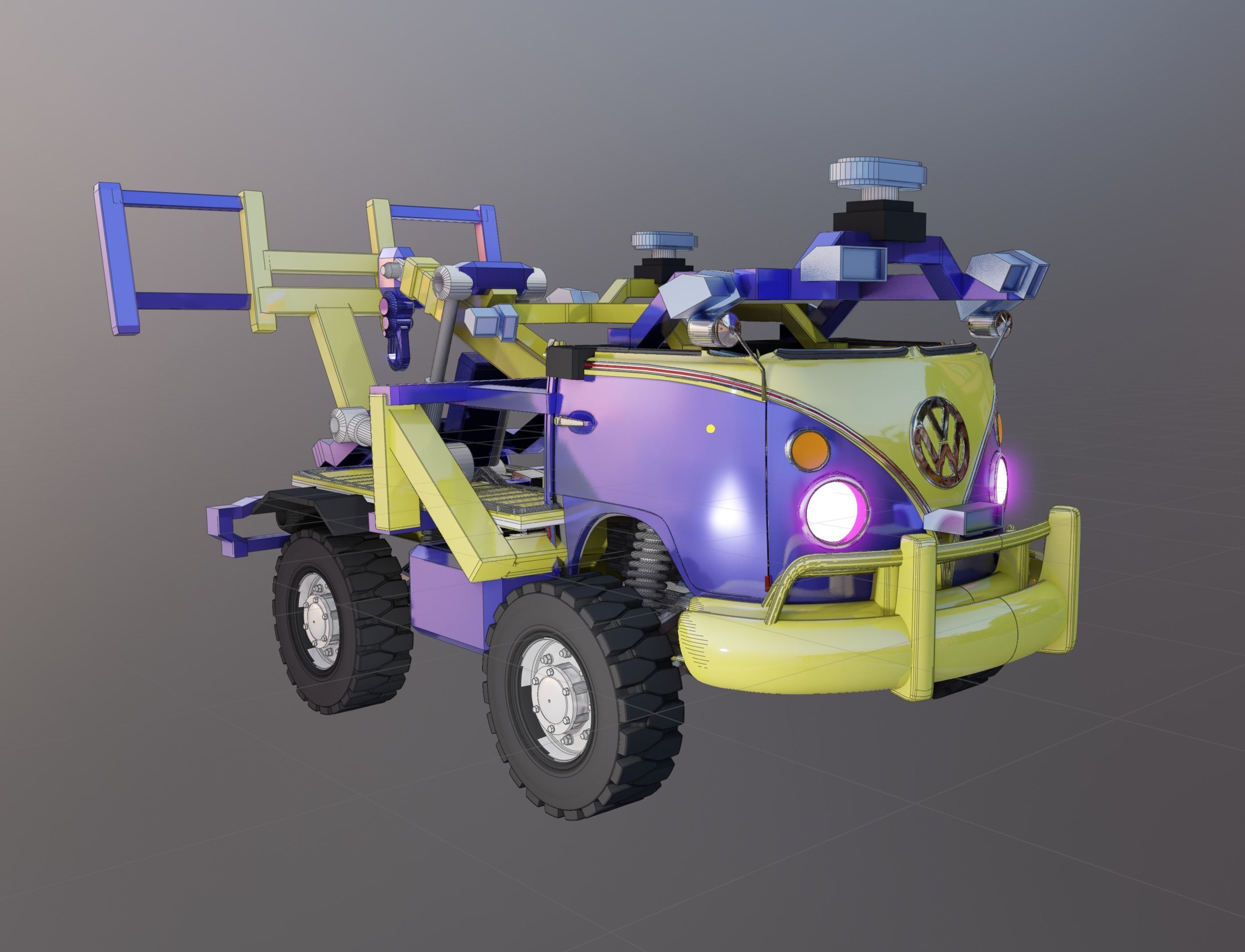 Kombi Transporter Wrecker Vehicle 3D model_4