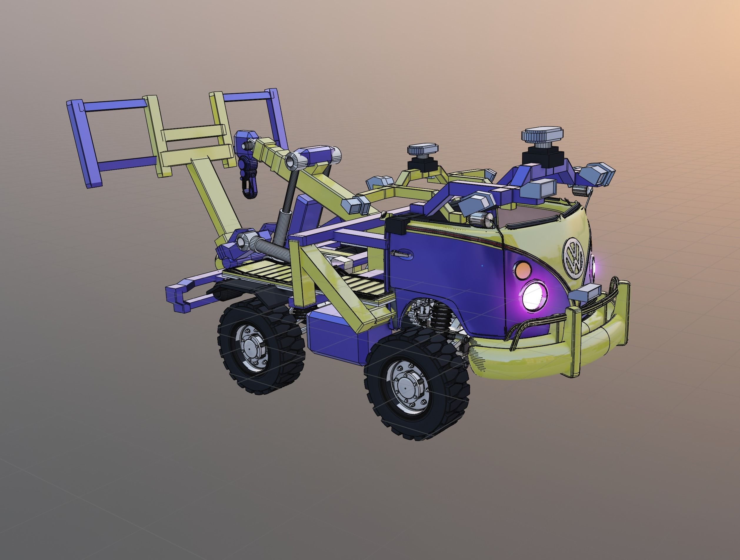 Kombi Transporter Wrecker Vehicle 3D model_3