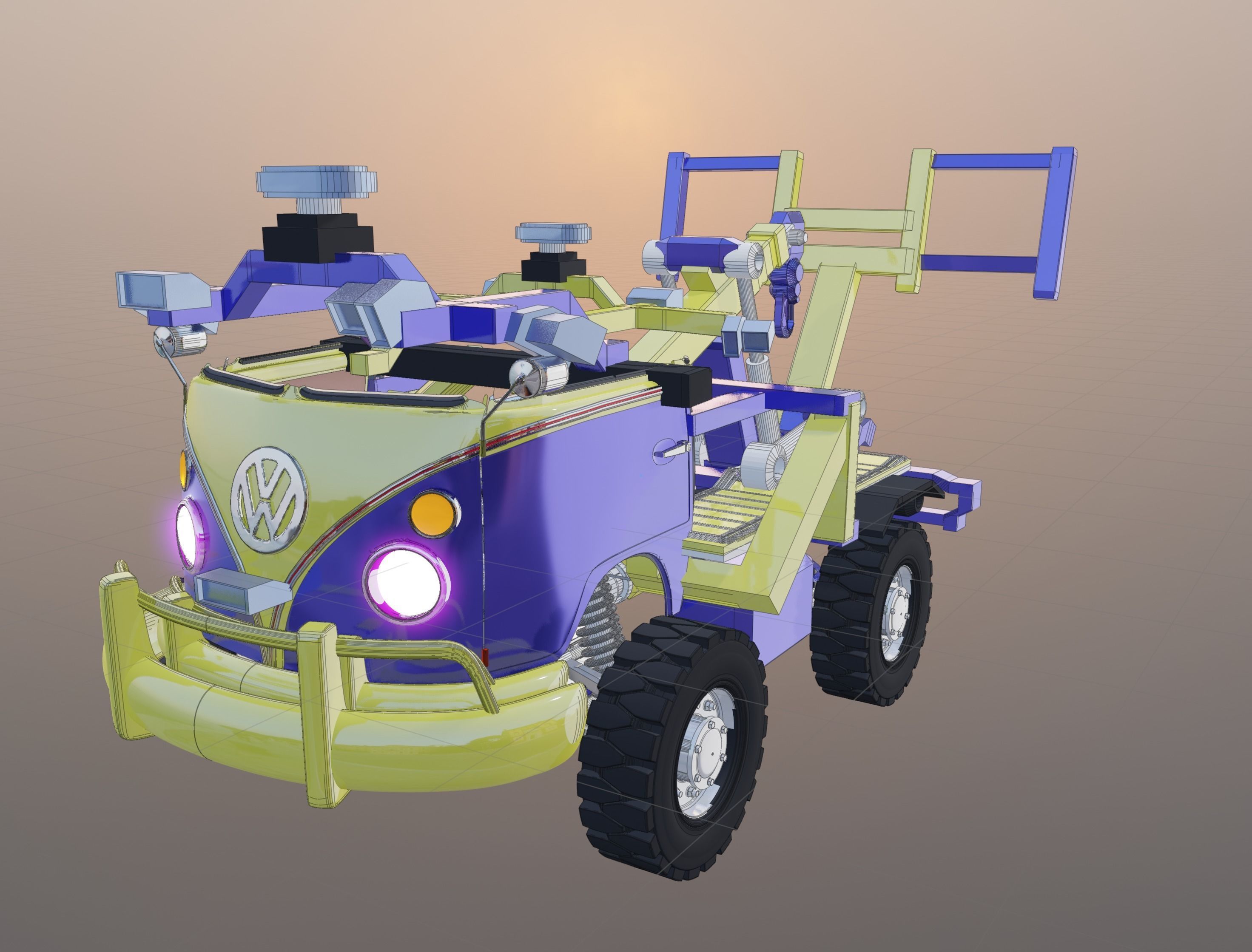 Kombi Transporter Wrecker Vehicle 3D model_2