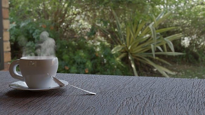 Coffee cup of on table outside Free 3D model