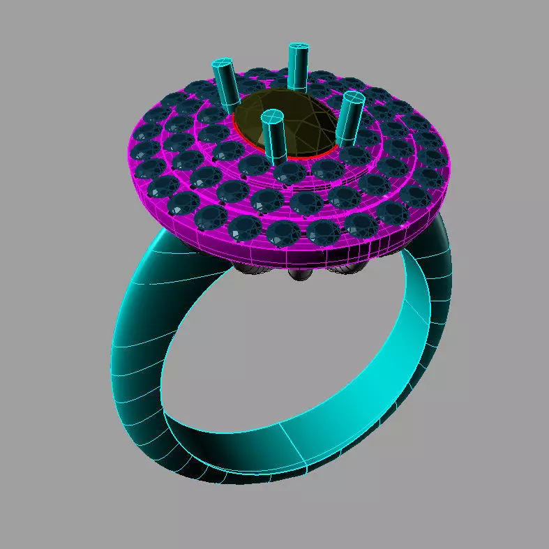 Oval Gemstone Tiffanys Style Gold Ring Anello Nc05 3D print model