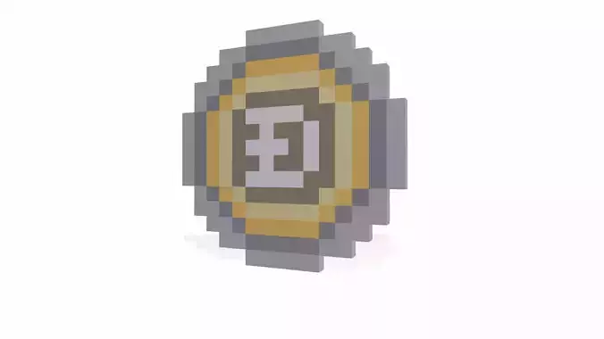 Dogecoin pixel art minecraft coin 3D model