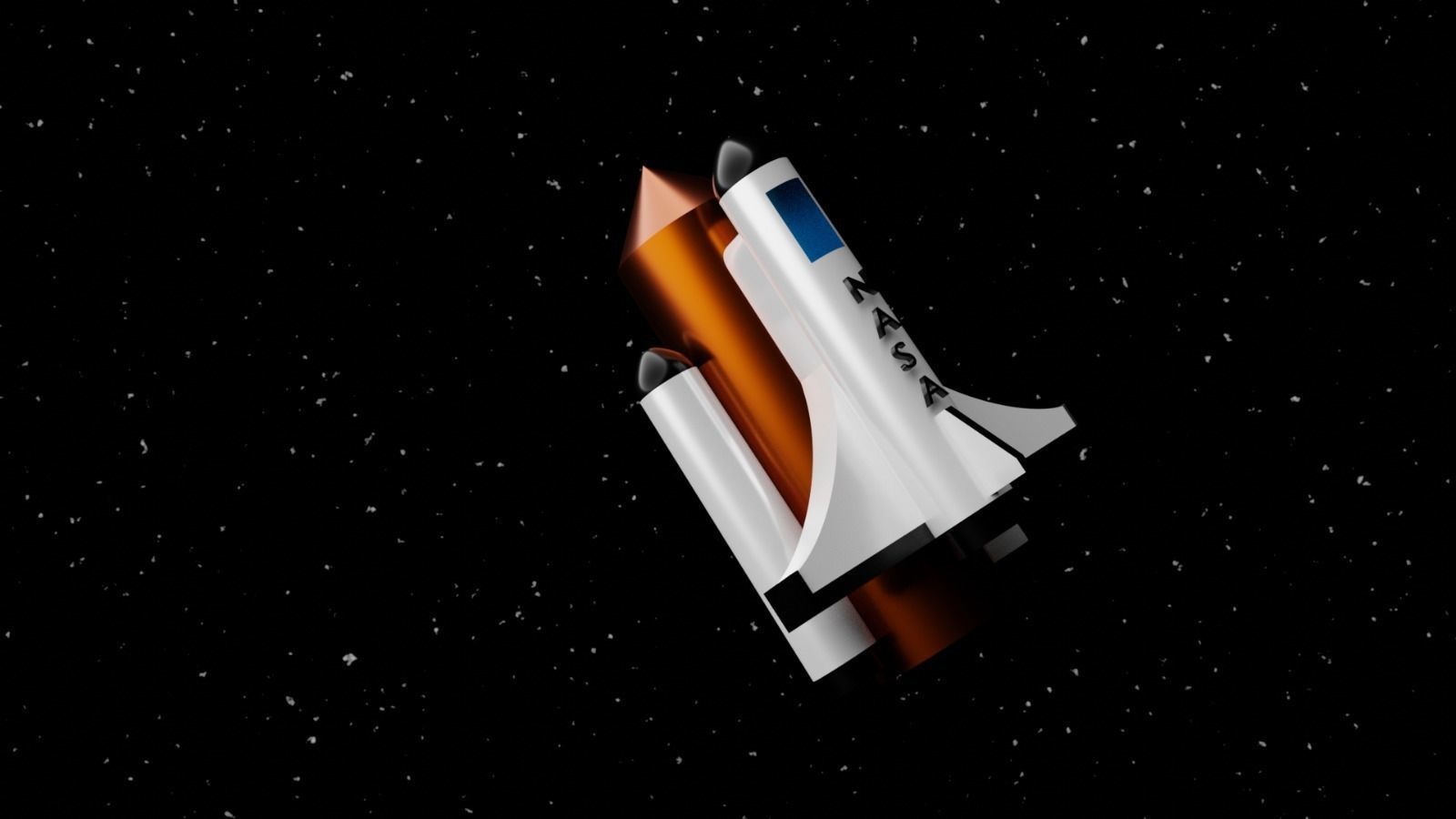 Spaceship space shuttle in sky 3D model_1