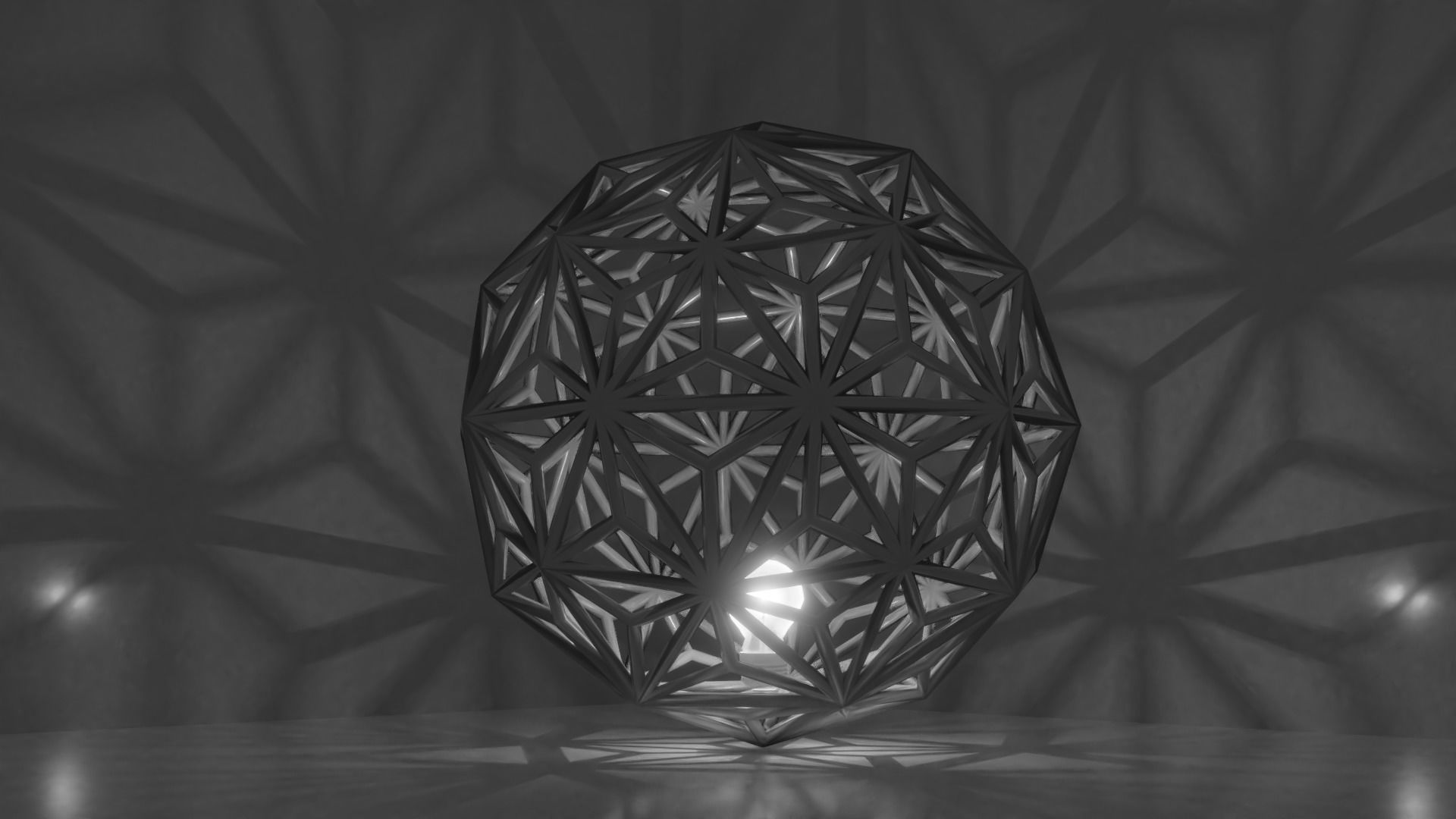Snowflake Light Low-poly 3D model_2