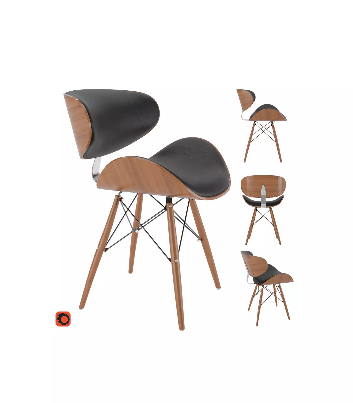 Gerald Black chair 3D model_0