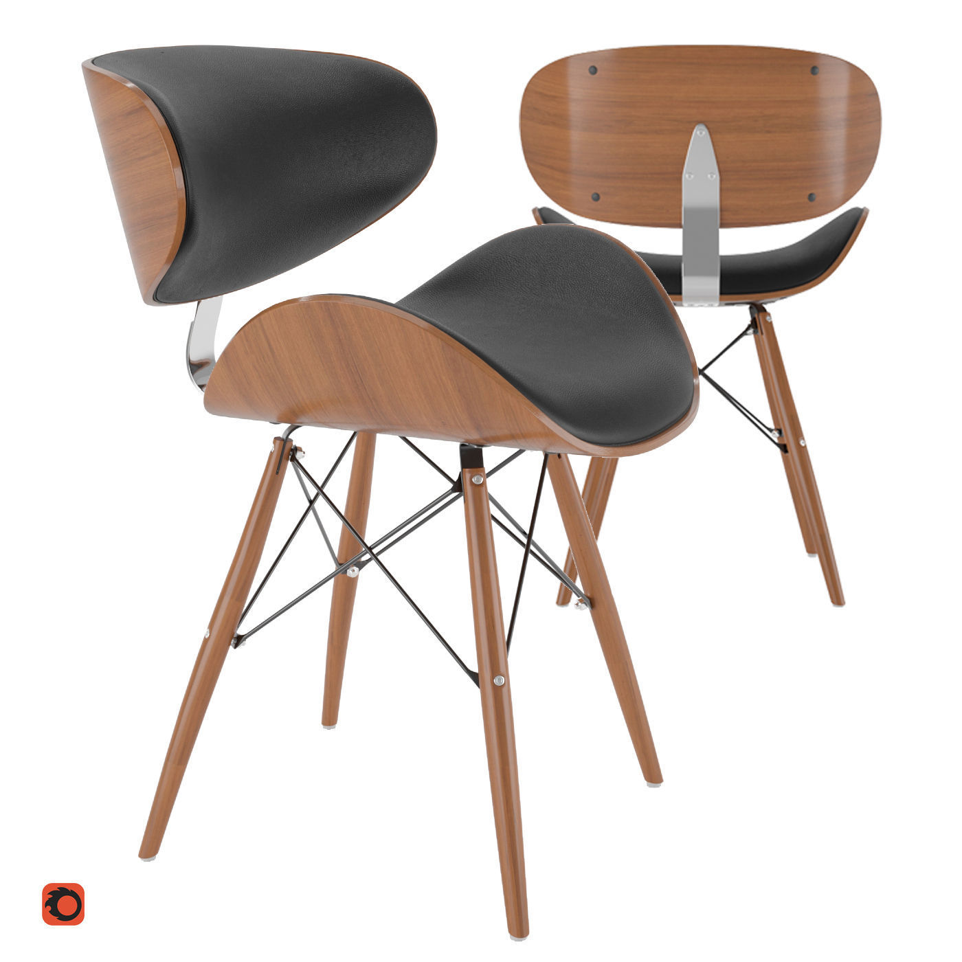 Gerald Black chair 3D model_7