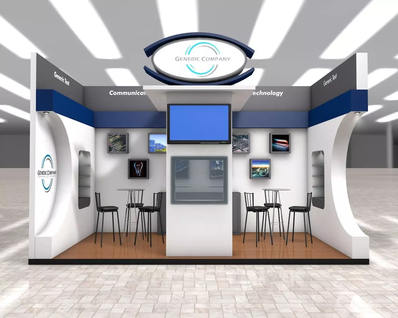 Exhibition Stand Booth stall 3x6m Height 440cm 2 Sides Open 3D model_0