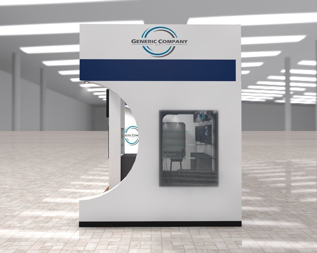 Exhibition Stand Booth stall 3x6m Height 440cm 2 Sides Open 3D model_2