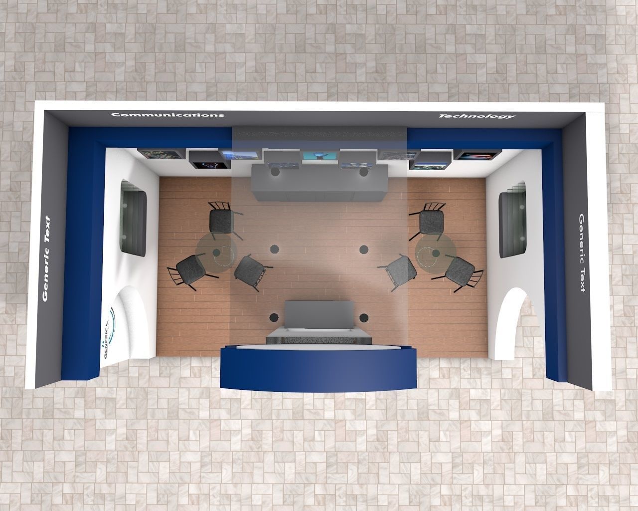 Exhibition Stand Booth stall 3x6m Height 440cm 2 Sides Open 3D model_5