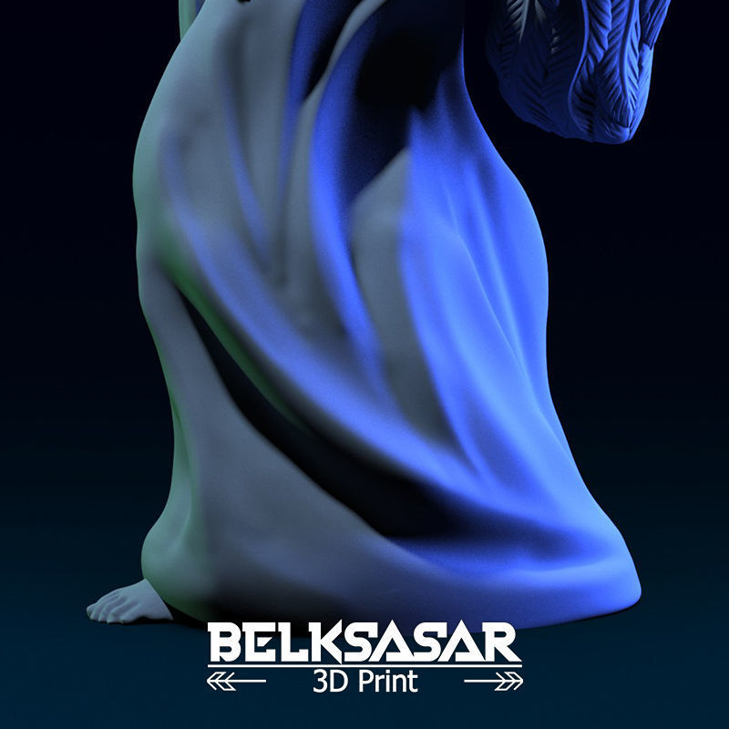Druid Girl Elf Dressed Nude and Topless 3D print model_23