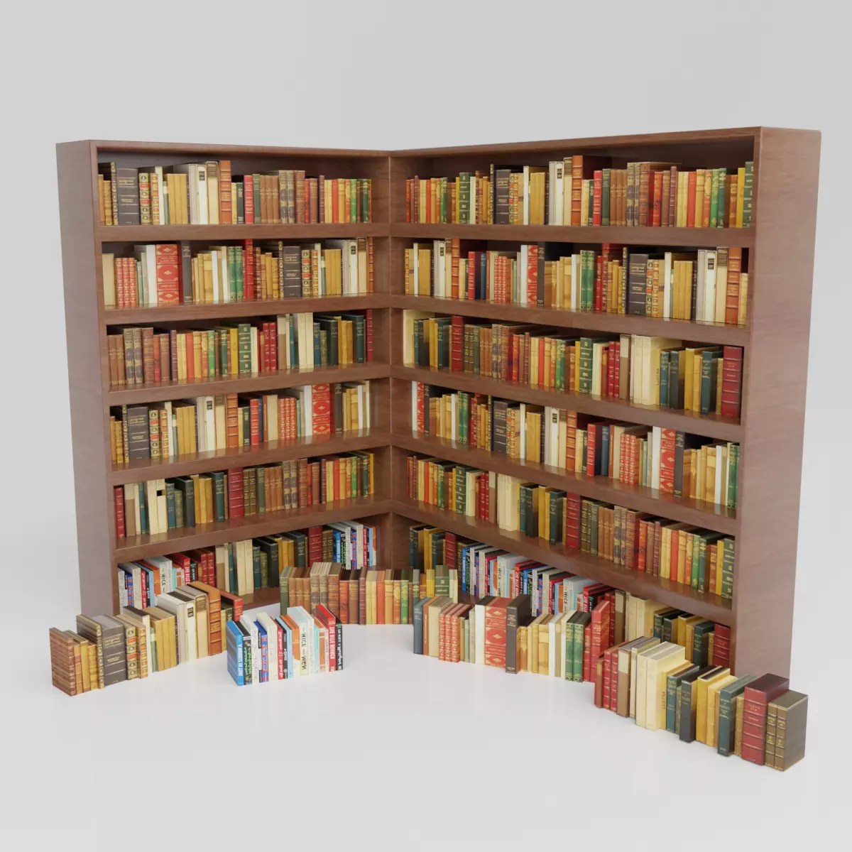 BOOKCASE AND BOOKS BLOCKS LOW POLY Low-poly 3D model_0