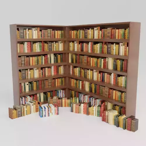 BOOKCASE AND BOOKS BLOCKS LOW POLY