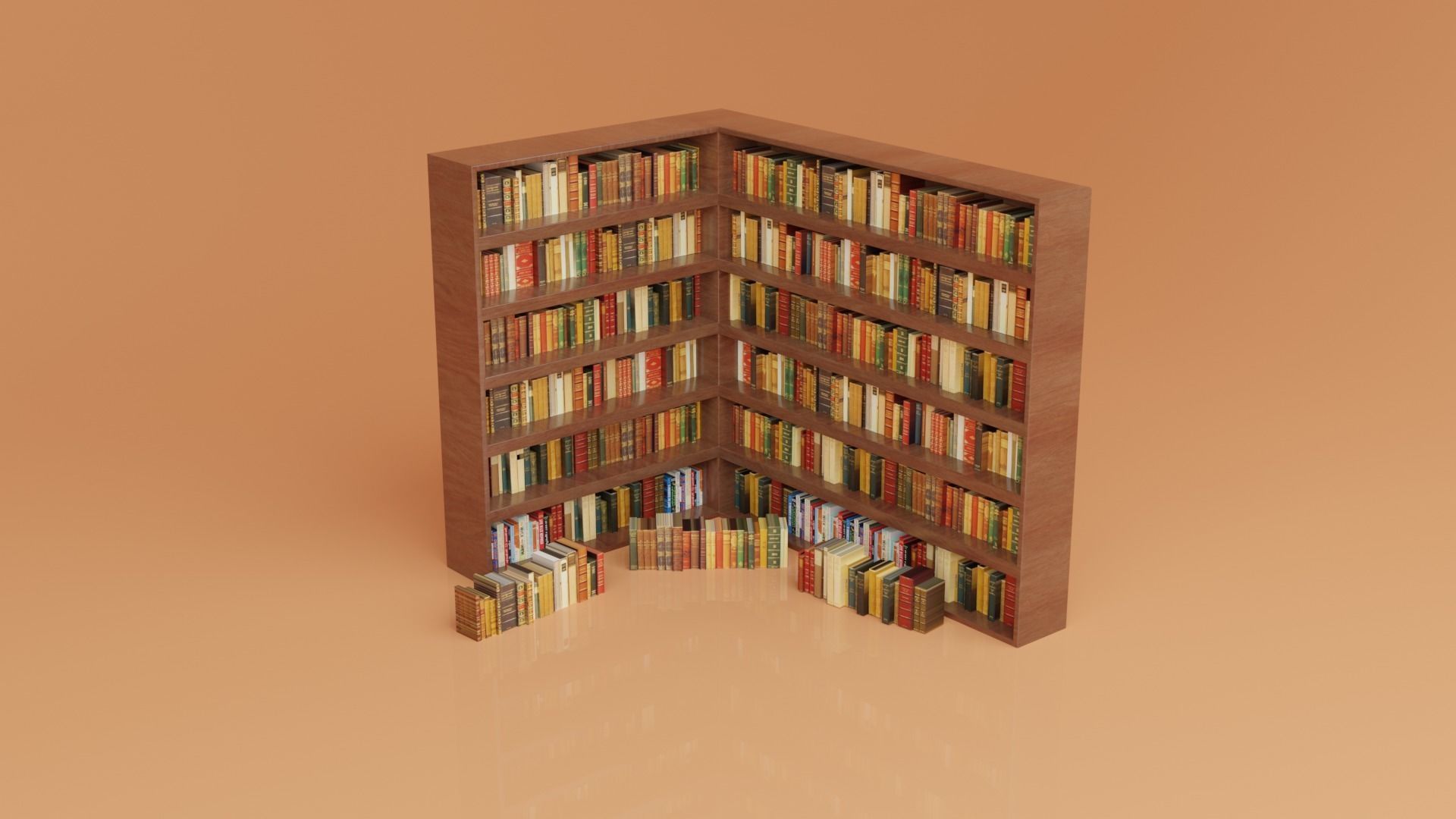 BOOKCASE AND BOOKS BLOCKS LOW POLY Low-poly 3D model_1