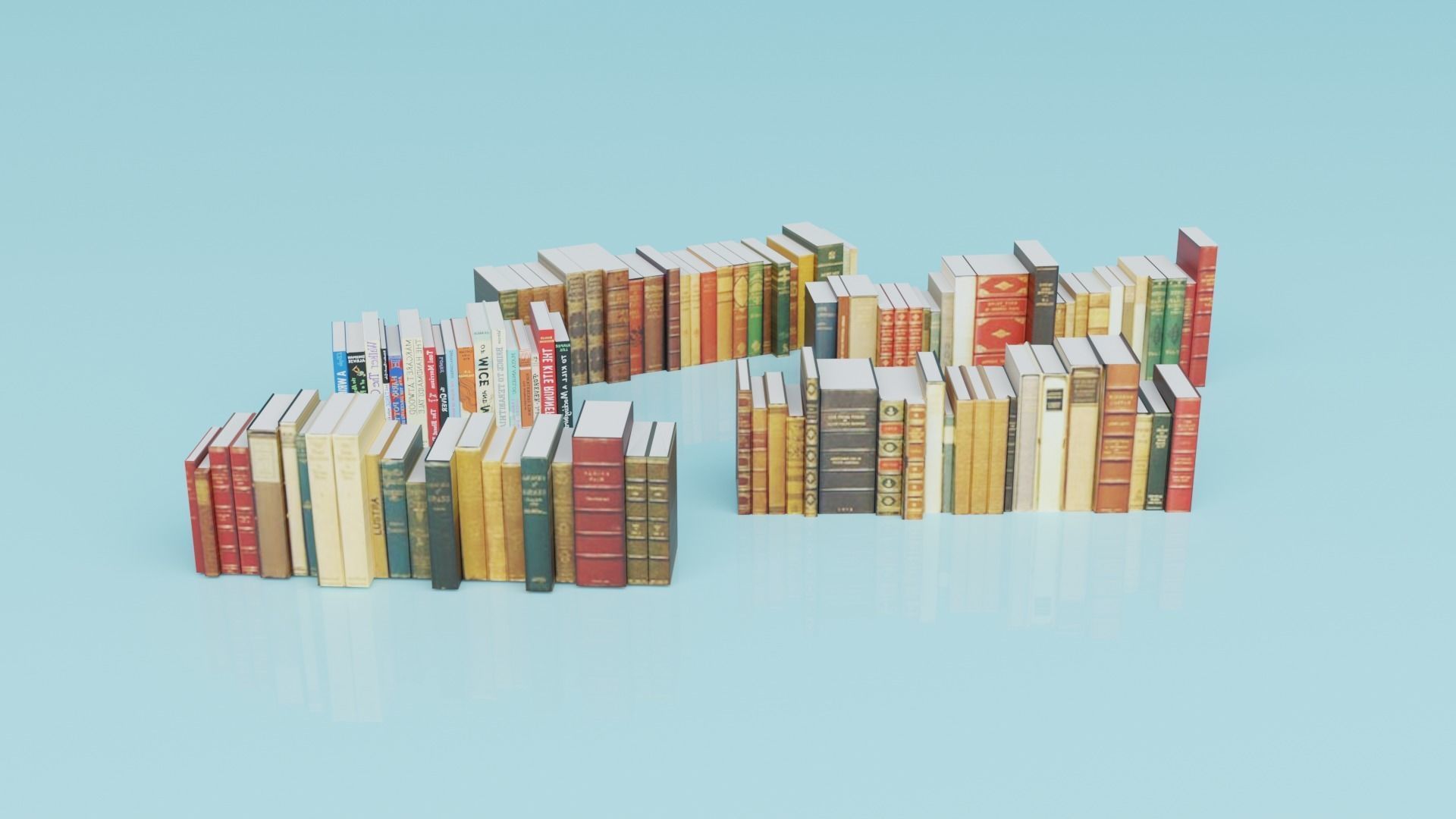 BOOKCASE AND BOOKS BLOCKS LOW POLY Low-poly 3D model_2