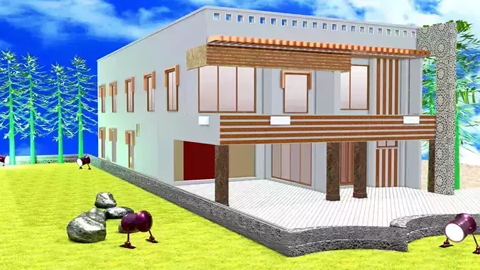 House Exterior Landscape Design 3D model