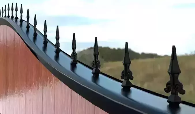 Gate metal art iron and wood 3D model