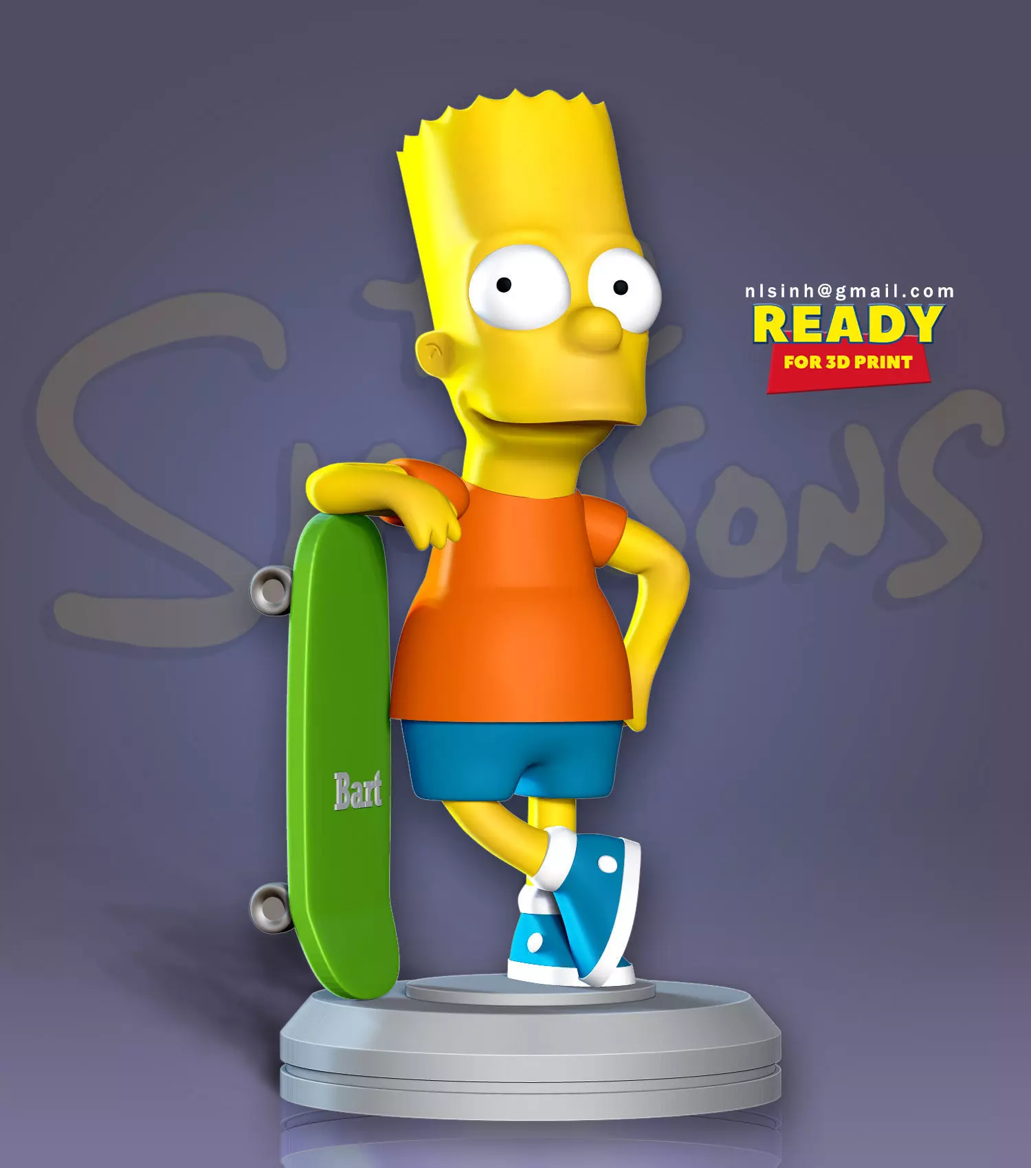 Bart skateboarding 3D print model