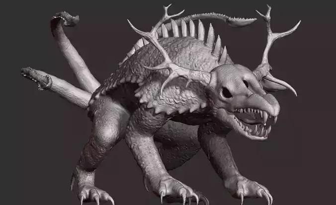 Monster dragon with antlers