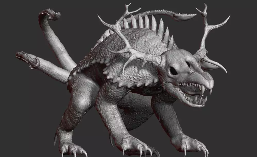 Monster dragon with antlers 3D print model_0