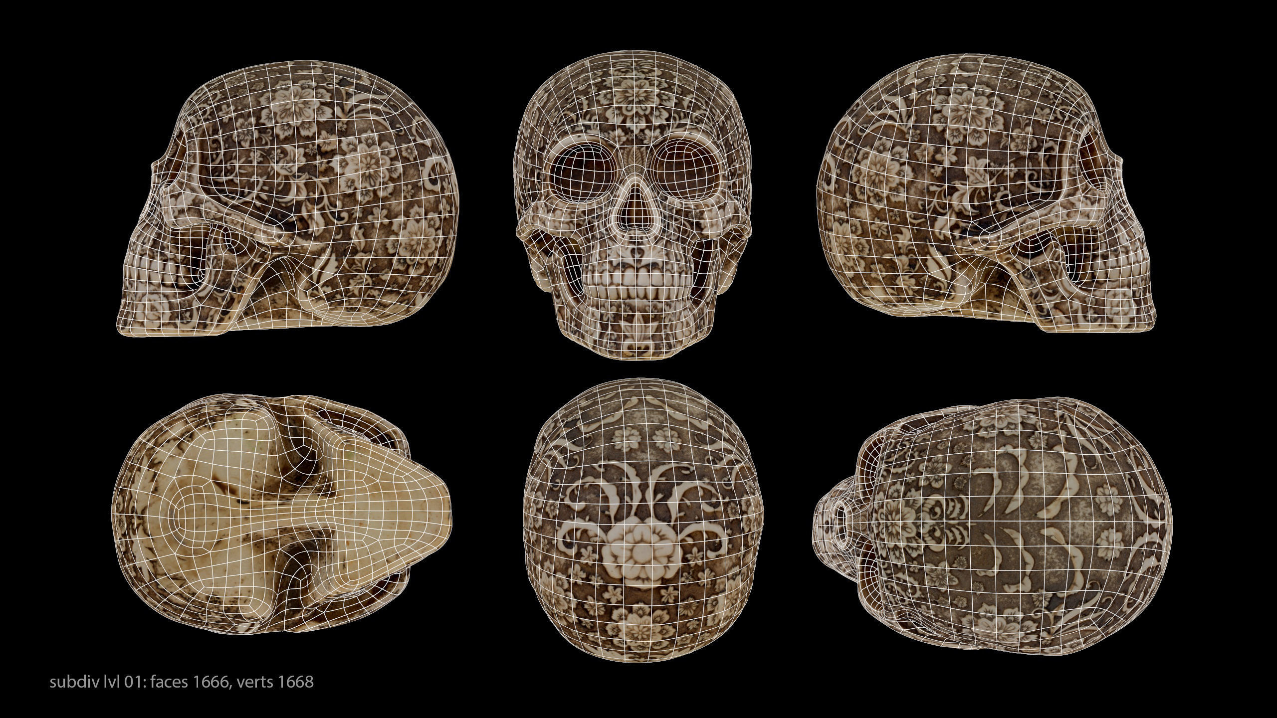 Sugar Skull Calavera Low-poly 3D model_19