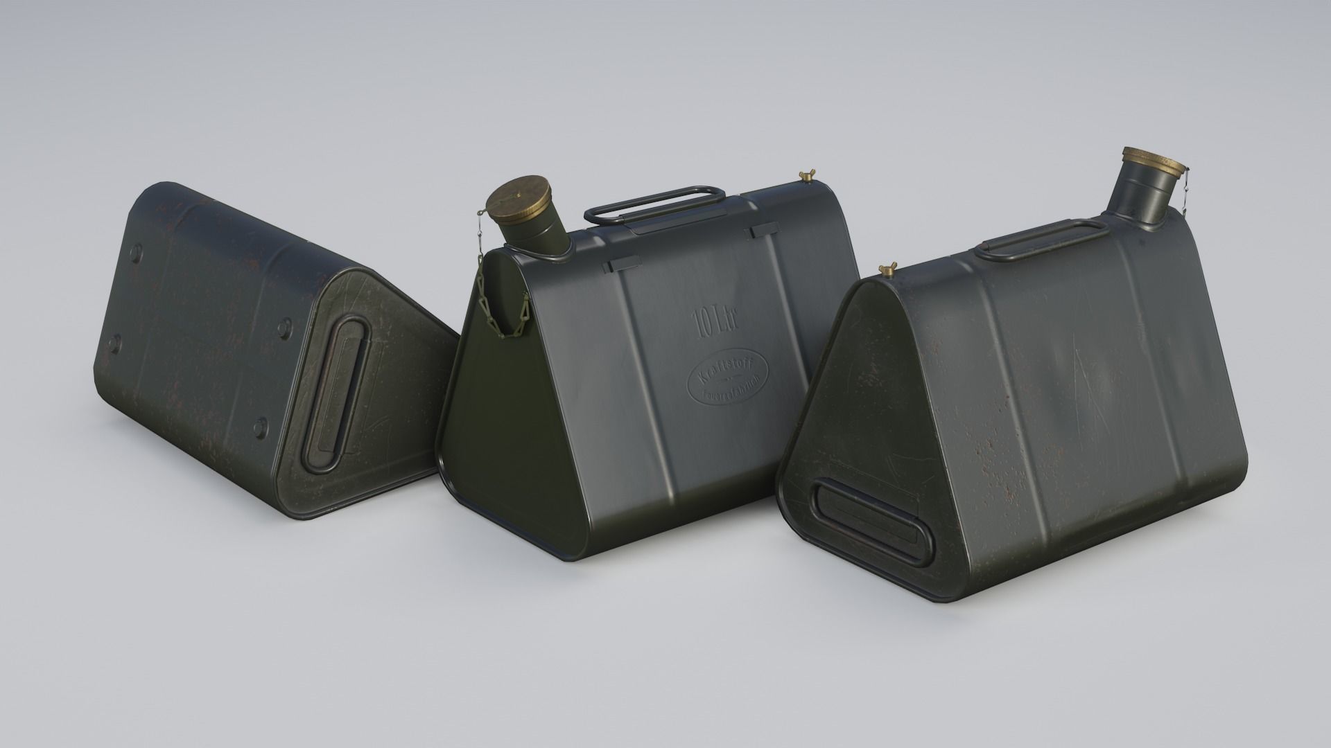 German triangular canister Low-poly 3D model_1