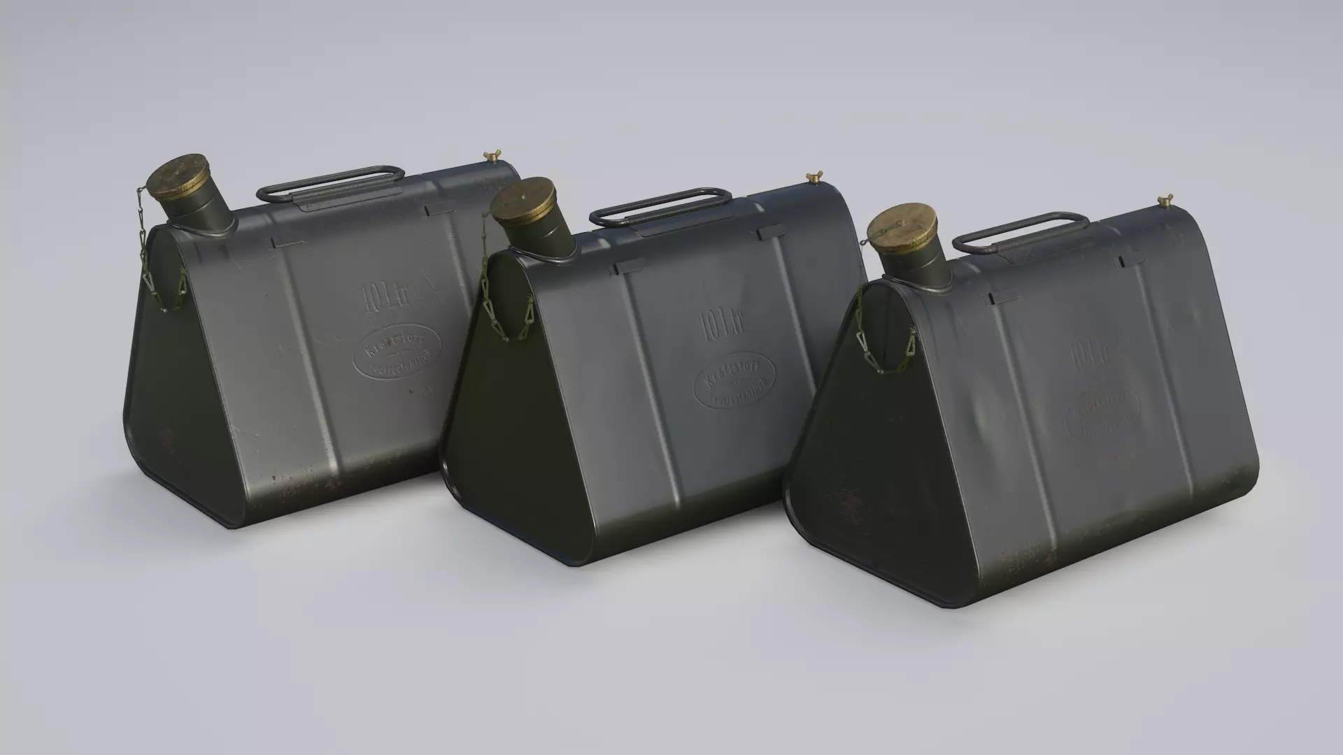 German triangular canister Low-poly 3D model_0