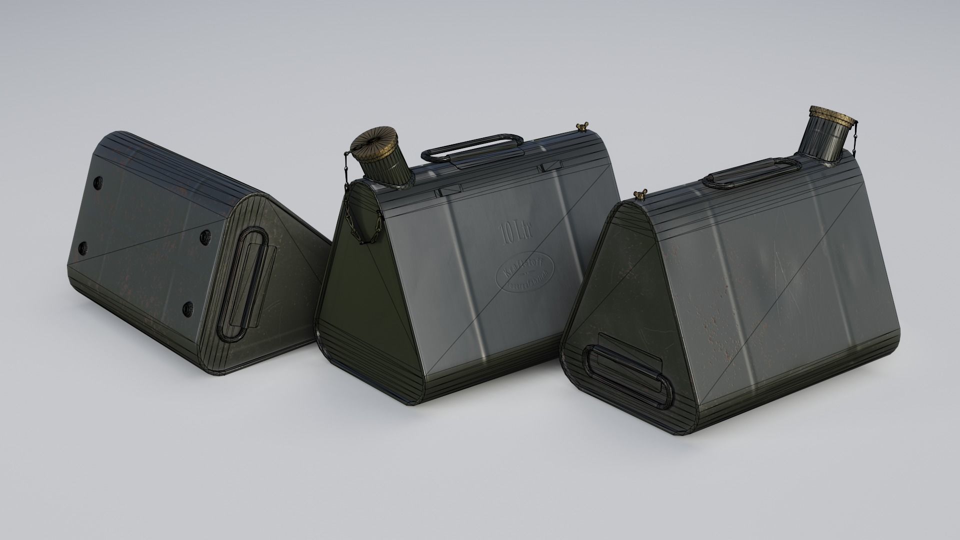 German triangular canister Low-poly 3D model_8