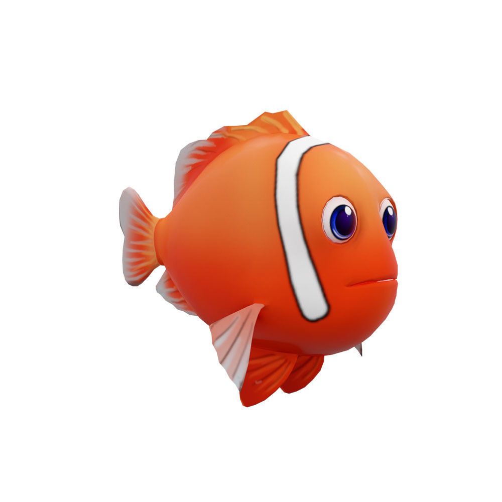 Tomato Clown Fish Cartoon  Animated Low-poly 3D model_1