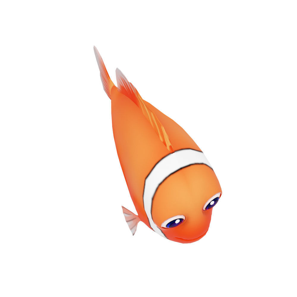 Tomato Clown Fish Cartoon  Animated Low-poly 3D model_3