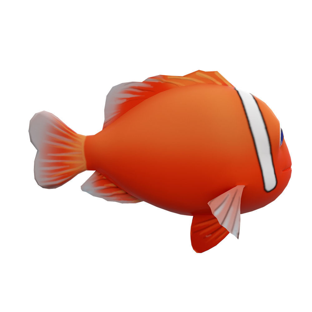 Tomato Clown Fish Cartoon  Animated Low-poly 3D model_2